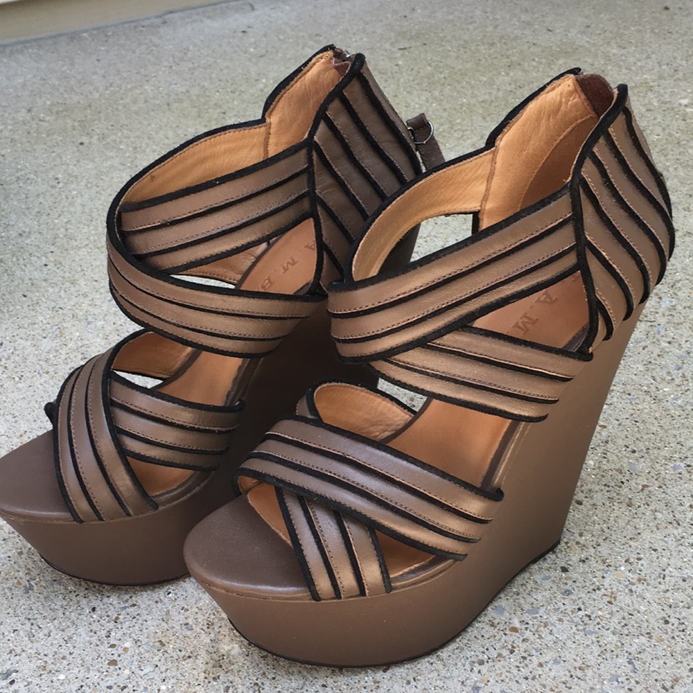 L.A.M.B. platforms, Bernadette in Taupe & Black